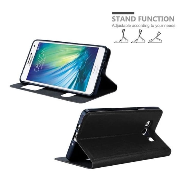 Cadorabo Fodral för Samsung Galaxy A7 2015 i COMET BLACK - Skyddsfodral med horisontellt stativ och två fönster - View Case