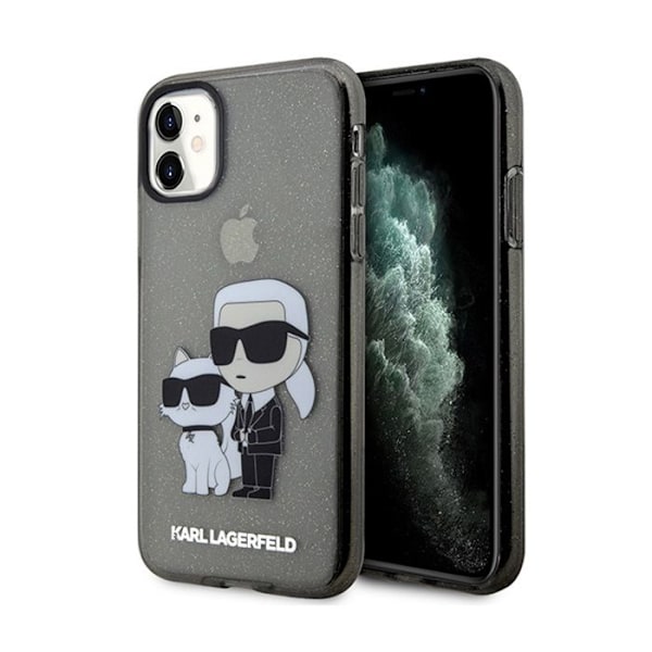 Karl Lagerfeld IML Glitter Karl & Choupette - iPhone 11-fodral (svart)