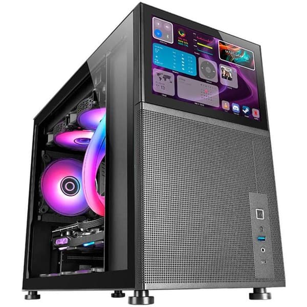 PC-chassi Micro-ATX - Mars Gaming - MC-LCD - 8" IPS LCD-skärm - Härdat Glas - Svart