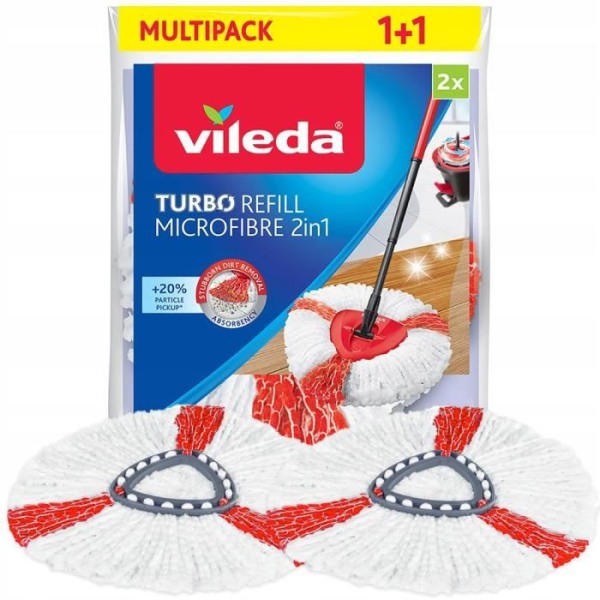 Mikrofiberfilter - Vileda - 2in1 Turbo - 2 filter - Tvättbart i 60°C - Effektivt mot fläckar