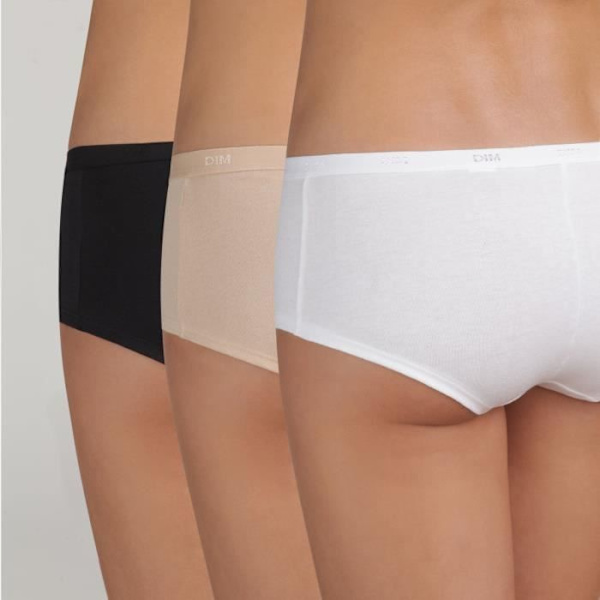 DIM Pack med 3 Boxers Les Pockets Ecodim Vit/Naken/Svart Dam Svart 40/42