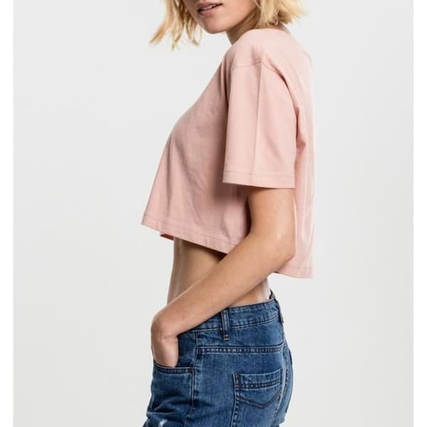 Topp - URBAN CLASSICS - Kort Oversized - 100% bomull - Rosa - Dam Ros M