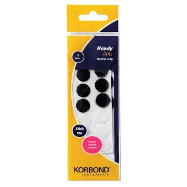 Korbond Hook & Loop 12-pack självhäftande kuddar Svart/Vit - 110125