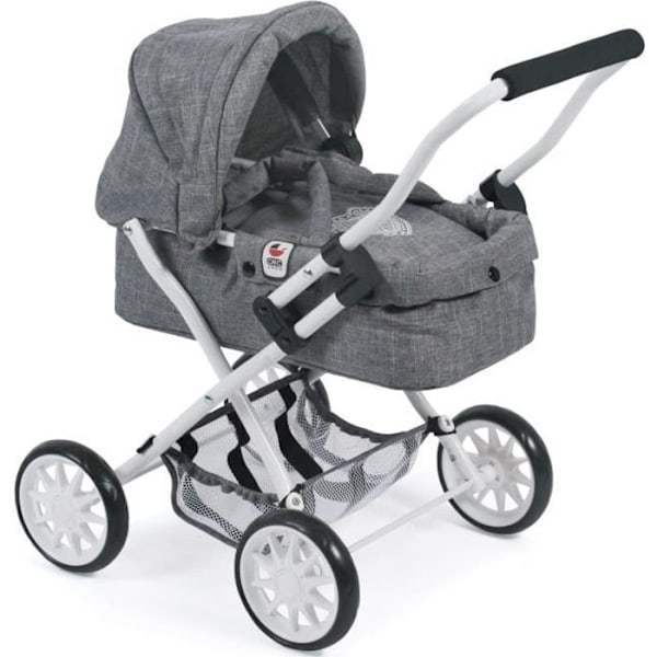 Dockvagn - BAYER DESIGN - Mini SMARTY - Grå denimfärg - Avtagbar liggdel