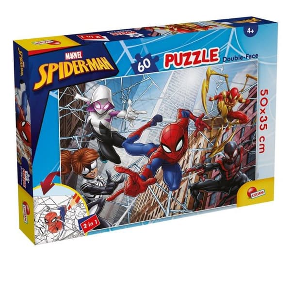 Pussel Liscianigiochi - 99689 - Marvel Puzzle DF, , Rompecabezas de Doble Cara Plus 60 Spiderman