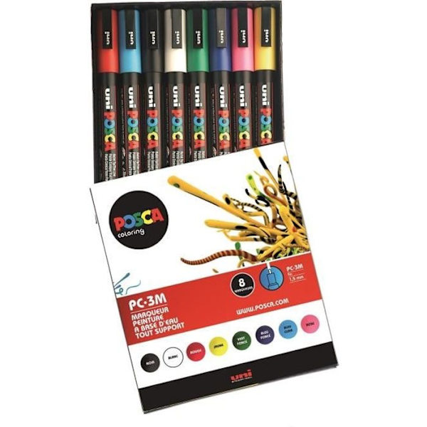 POSCA 8 Fine koniska spetsmarkörer Flerfärgad