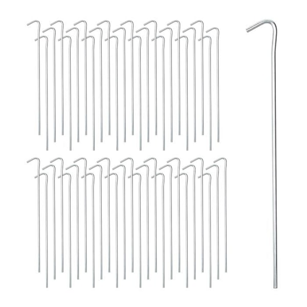 Tältaccessoarer - Relaxdays - Stålnålar - Paket med 100 - Robust fäste - Silverfärgade silver-