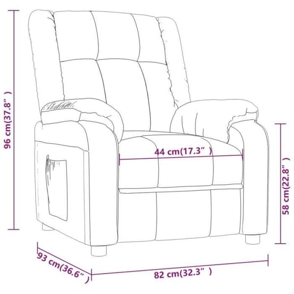 348108 vidaXL Recliner Grått Tyg