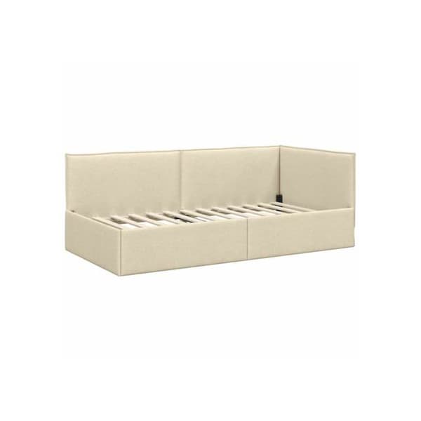 Vinkelbäddram i sammet - vidaXL - Grädde - 100x200 cm - L-formad design - Mångsidig soffbädd Grädde