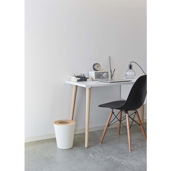 YAMAZAKI - Rund papperskorg L23 cm - RIN - Vit-Vit