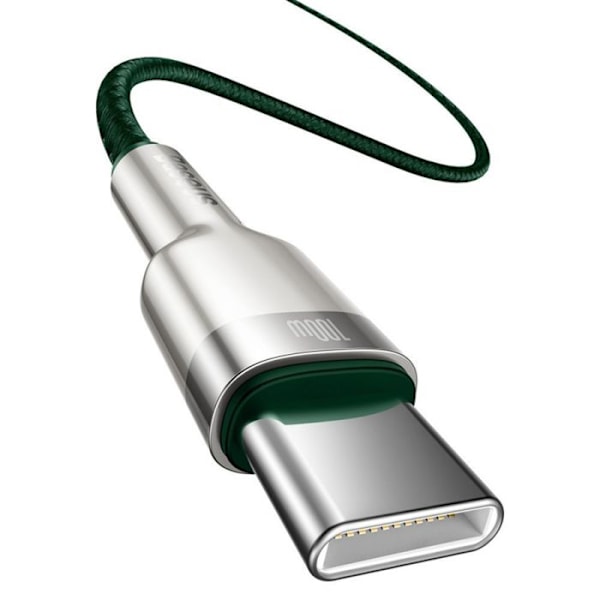 Snabb laddkablar - Baseus - Typ C till Typ C - 100W - 2m - Flätad nylon grön