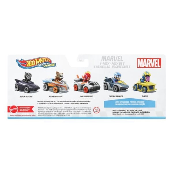 Pack 5 Marvel Racers-fordon - Hot Wheels - HPN40 - Leksak för barn från 3 år och uppåt