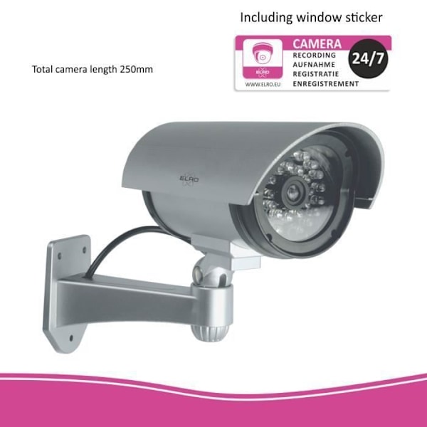 ELRO CDB25S-2 Dummy utomhuskamera med LED-2-paket Grå