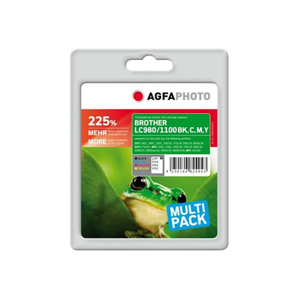 AGFA tonerkassett för Brother DCP 16X, 185, 19X, 365, 37X, 395, J715 - Svart, Gul, Cyan, Magenta