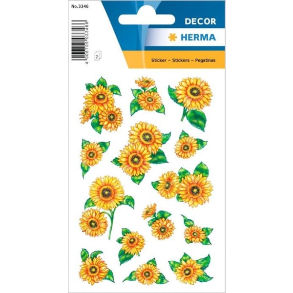 Klistermärke Herma - 3346 - Set med 28 små pappersklistermärken Solrosmönster