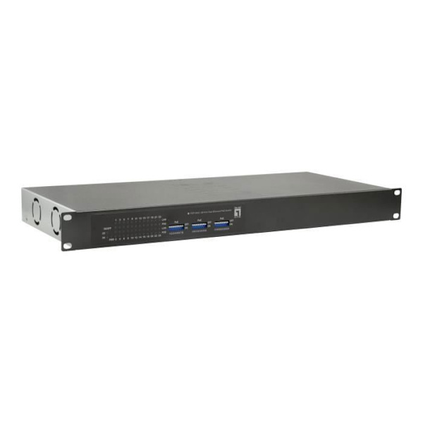 Switch - LevelOne FGP-2602W380 - 24 PoE+-portar + 2 Gigabit SFP-portar Svart