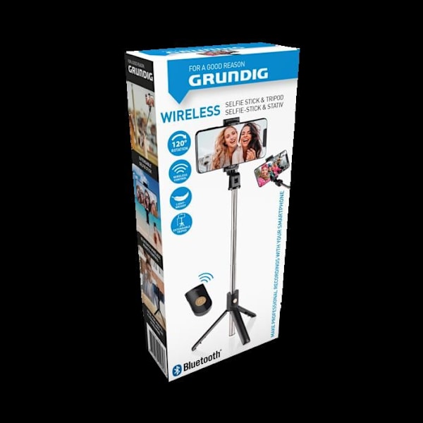 Selfie-pinne 3-i-1 - Grundig - Utdragbar stativ - Bluetooth-fjärrkontroll - Kompatibel med smartphone