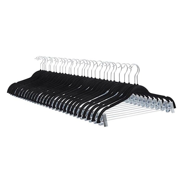 Basics Hanger - FH-AZ064BK - Amazon Velvet Hangers med kjolklämmor - 24-pack, svart