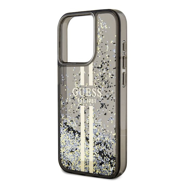 iPhone 15 Pro Max Fodral - Guess Liquid Glitter Gold Stripes (GUHCP15XLFCFCSEGK) - Svart