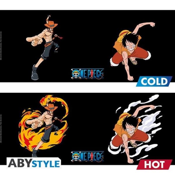 Mugg - ABYSTYLE - Värmeändring - 460 ml - Luffy & Ace - Keramik