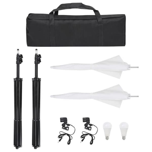 vidaXL Studio Lighting Kit med stativ och paraplyer 190230 Vit