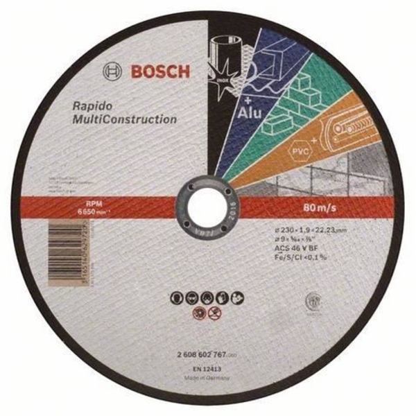 Disque UNIVERSEL för kapning BOSCH med platt nav Rapido Multi Construction 230X1.9 MM - 2608602767