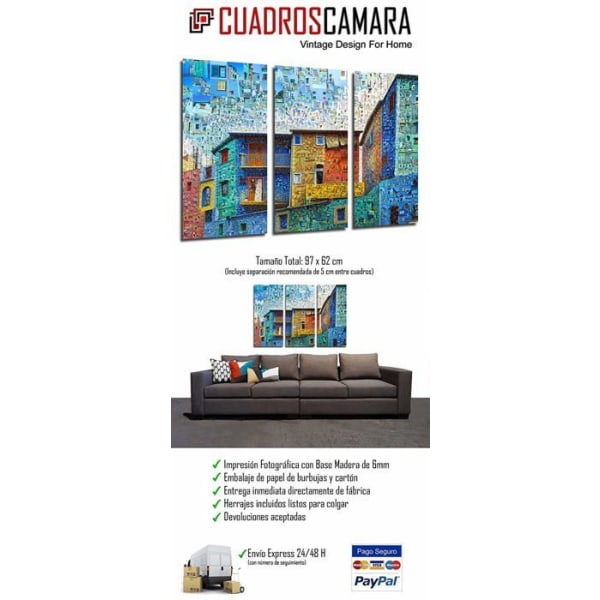 Målning - canvas Cuadros cámara - PST26371 - Flerfärgad fotografisk affisch fotoram 97 x 62 cm