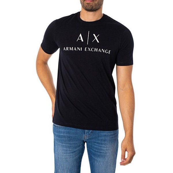T-shirt - Armani Exchange - Mörkblå - Rund hals - 100% bomull - Storlek XL Blå XXL