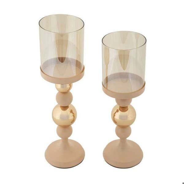 Metallljusstake Glaserad (2-pack) rosa och guld rosa/guld