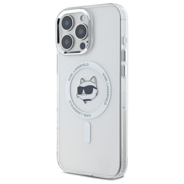 Coque MagSafe Karl Lagerfeld IML Metal Choupette Head för iPhone 16 Pro Max (vit)