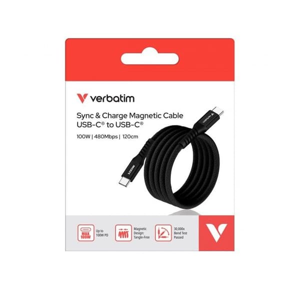 VERBATIM KABEL USB-C/USB-C 100W SVART