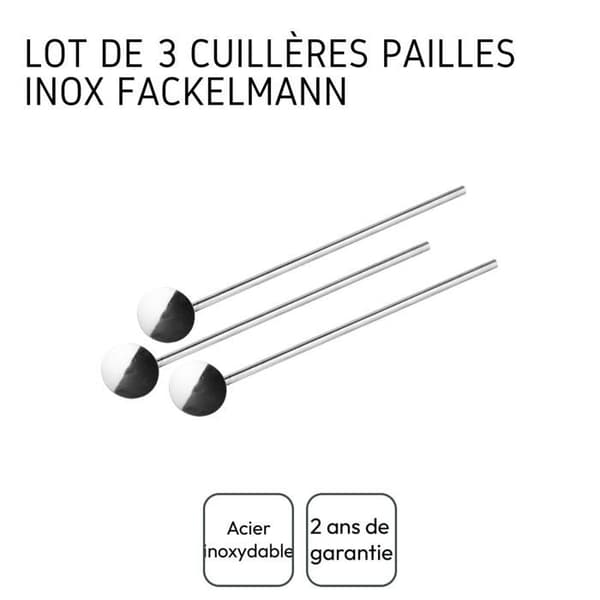Set med 3 återanvändbara sugrörskedar 18 cm Fackelmann Bar Concept Grå