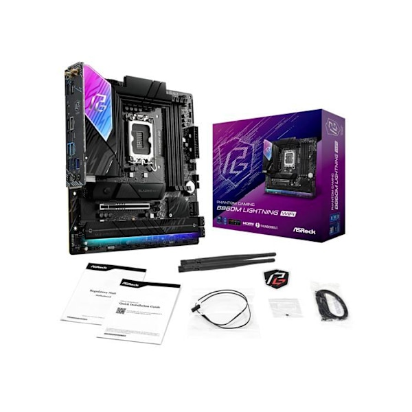 90-MXBQG0-A0UAYZ Moderkort ASRock Phantom Gaming B860M Lightning WiFi (Intel LGA 1851) Micro ATX