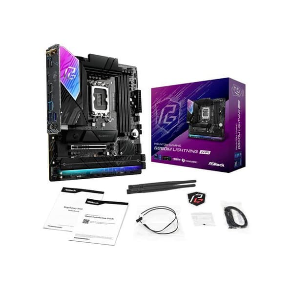 Moderkort - ASRock - Phantom Gaming B860M Lightning WiFi - Micro ATX - Intel LGA 1851 - 64 GB RAM