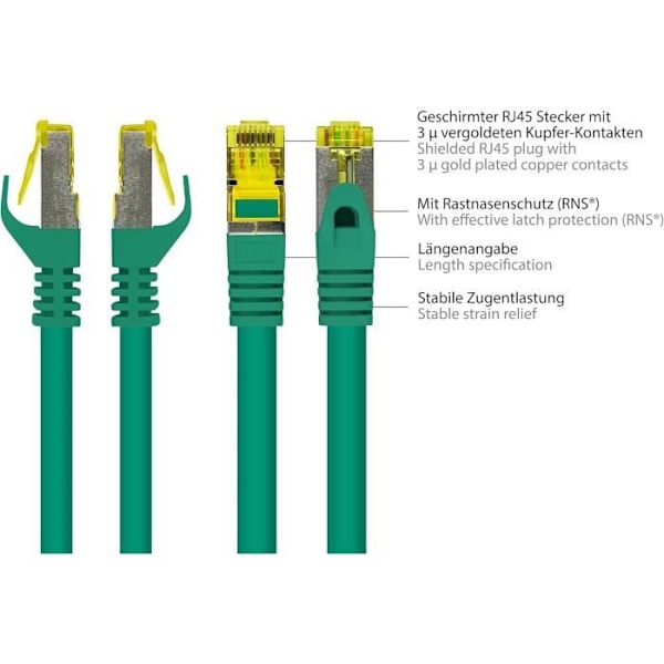 Patchkabel Cat.7 - Bra Förbindelser - 50m - S/FTP - Brandbeständig - Grön
