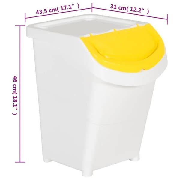 VIDAXL Stapelbara kärl - Vit PP 120 L - Set om 3 med lock