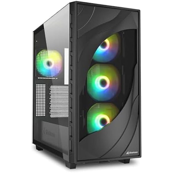 PC Chassi - SHARKOON - Rebel C80G RGB - Härdat glas - PWM-fläktar - USB-C Svart