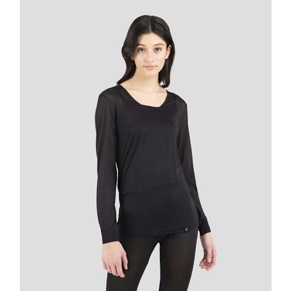 Terramar - S484-010-Black-XS -010-X-Small/2-4 - Thermasilk Pelle Pointelle Base Layer Toppar för damer (pack med 1) Svart XS