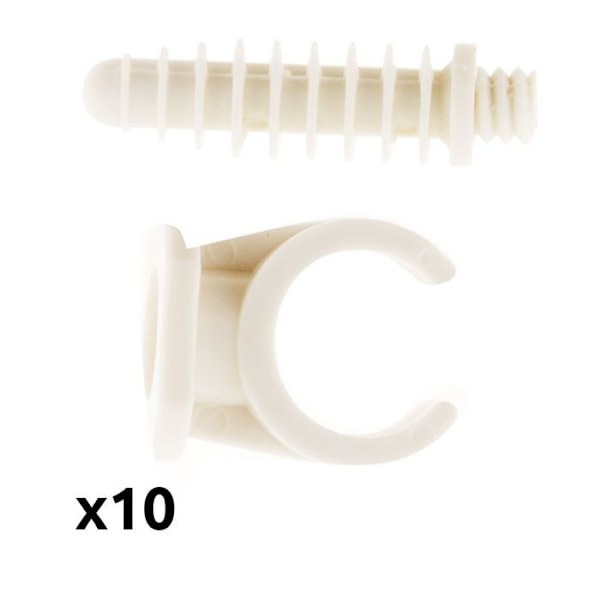 Paket med 10 clips med pluggar Ø16mm - Vit - Zenitech Vit