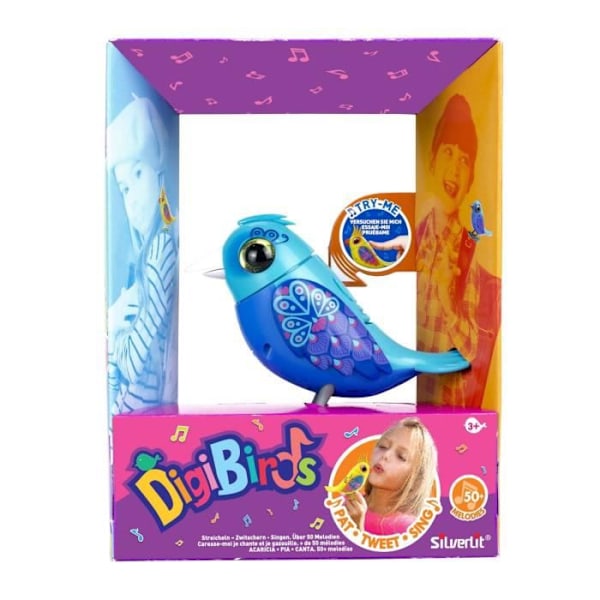 SILVERLIT DIGIBIRDS Interactive Bird - Whistles 60 Nursery Rhymes - Reagerar på röst och rör sig realistiskt Flerfärgad