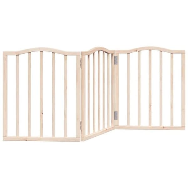vidaXL Fällbar hundgrind 3 paneler 150 cm poppelträ, säkerhetsgrind för husdjur, 352204