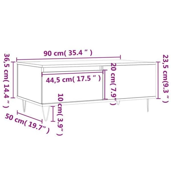 vidaXL Soffbord Sonoma Ek 90x50x36,5 cm Konstruerat trä 830807