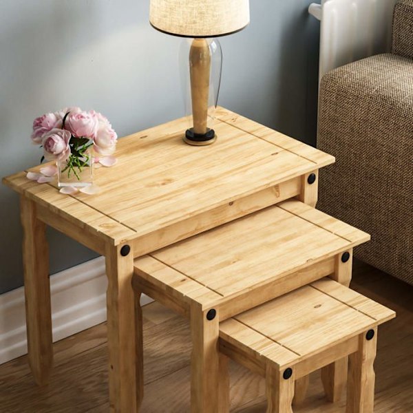 Movian - 333334 - Amazon Basics rektangulära korona-häckningsbord, massiv furu, 38D x 60W x 50H cm (tidigare varumärke)