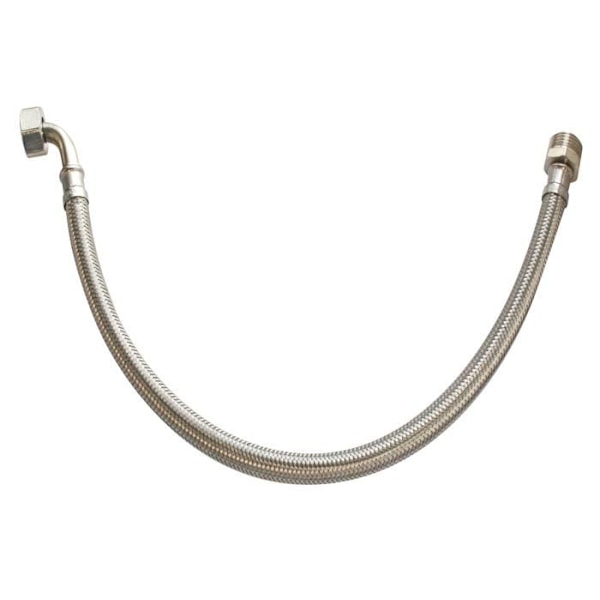 SOMATHERM Sanitetsslang i rostfritt stål ACS DN8 - Standardflöde - L 50cm - Hane Rak 1/2" och armbåge - Hona - Roterande mutter 1/2" Grå