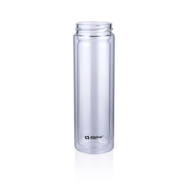 Glasflaska - Alpina - 450 ml - Kork av bambu - Modern design - Lätt och hanterbar dubbelvägg 450 ml
