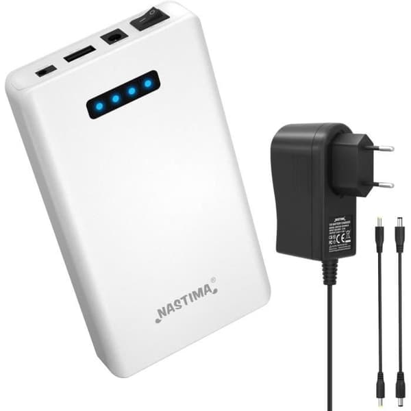 Batteripack - NASTIMA - 5200mAh - 12V/9V DC & 5V USB - Litiumjon - Laddare ingår