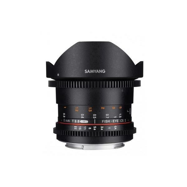 SAMYANG 8mm T3.8 Fisheye CS II VDSLR-objektiv - Canon-fäste - 167° vidvinkel
