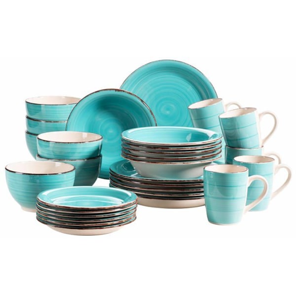 MÄser - 931614 - MASER Bel Tempo II Set med 30 vintage serviser för 6 personer i handmålad keramik turkos