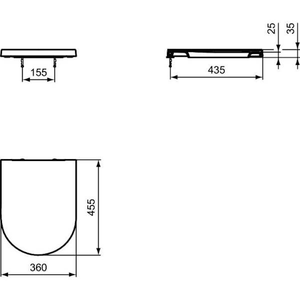 IDEAL STANDARD Blend Curve Toalettsits - Fallskydd - Vit Vit