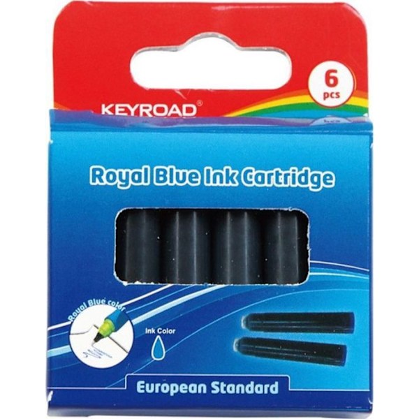 Stylo - pennset - Keyroad påfyllning - KR971339 - Bläckpatroner för pennor, blå, 6 stycken